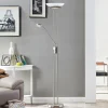 Lindby LED vloerlamp Yveta, nikkelkleurig, metaal, dimbaar