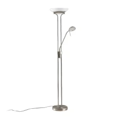 Lindby LED vloerlamp Yveta, nikkelkleurig, metaal, dimbaar