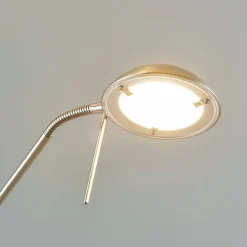 Lindby LED vloerlamp Yveta, nikkelkleurig, metaal, dimbaar