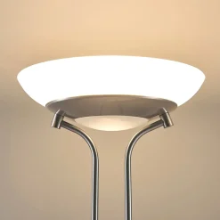 Lindby LED vloerlamp Yveta, nikkelkleurig, metaal, dimbaar