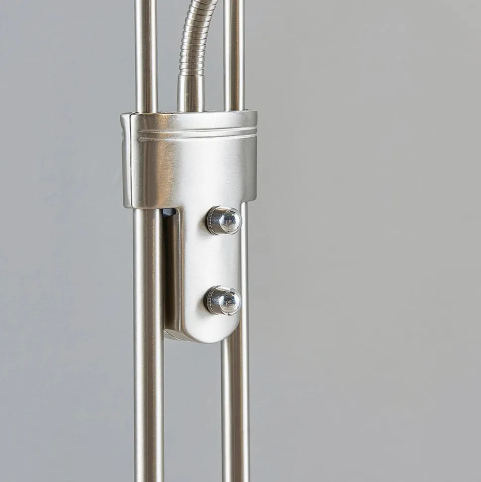 Lindby LED vloerlamp Yveta, nikkelkleurig, metaal, dimbaar