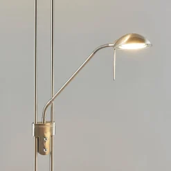 Lindby LED vloerlamp Yveta, nikkelkleurig, metaal, dimbaar