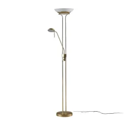 Lindby LED vloerlamp Yveta, messing, metaal, dimbaar, 183cm