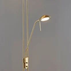 Lindby LED vloerlamp Yveta, messing, metaal, dimbaar, 183cm