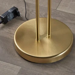 Lindby LED vloerlamp Yveta, messing, metaal, dimbaar, 183cm