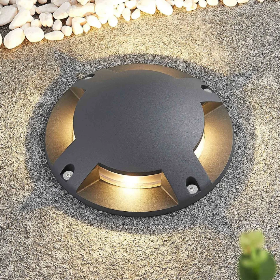 Lindby LED vloerspot Cormac, 4-lamps, Ø 21 cm, IP67