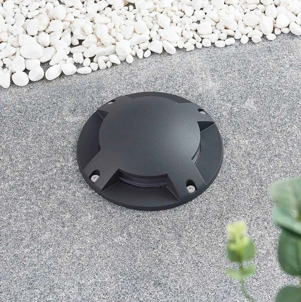 Lindby LED vloerspot Cormac, 4-lamps, Ø 21 cm, IP67