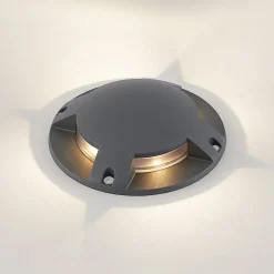 Lindby LED vloerspot Cormac, 4-lamps, Ø 21 cm, IP67