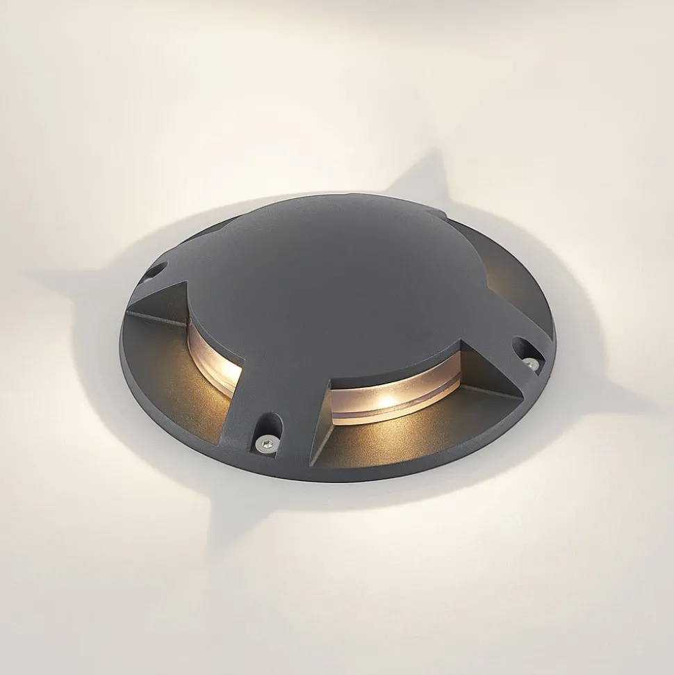 Lindby LED vloerspot Cormac, 4-lamps, Ø 21 cm, IP67