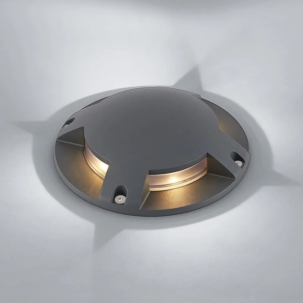 Lindby LED vloerspot Cormac, 4-lamps, Ø 21 cm, IP67