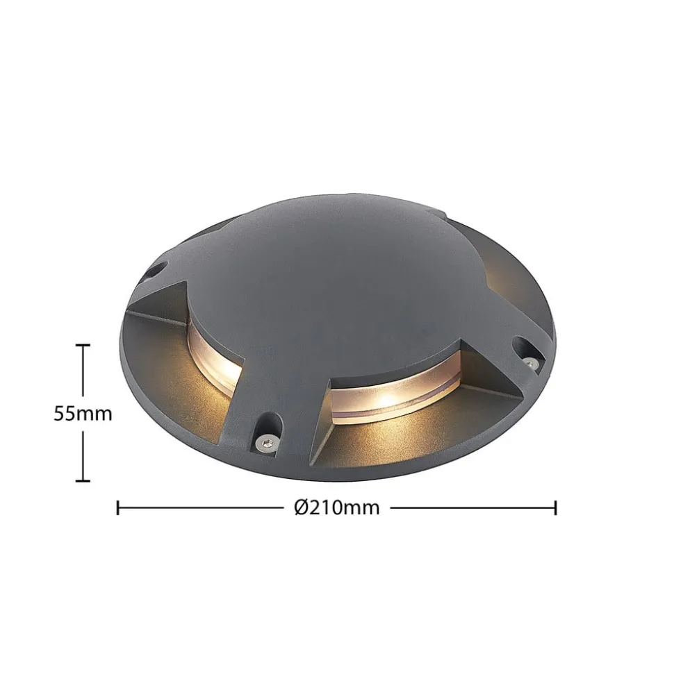 Lindby LED vloerspot Cormac, 4-lamps, Ø 21 cm, IP67