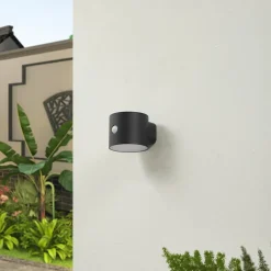 Lindby LED wandlamp Amren, zwart, ABS, sensor