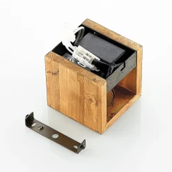 Lindby LED wandlamp Benicio, 11 cm, hoekig, hout