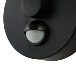 Lindby LED wandlamp Capelo, zwart, aluminium, sensor, Ø20cm