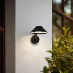 Lindby LED wandlamp Capelo, zwart, aluminium, Ø20cm