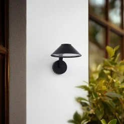 Lindby LED wandlamp Capelo, zwart, aluminium, Ø20cm