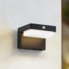 Lindby LED wandlamp Eleazar op zonne-energie, zwart, sensor, dimbaar