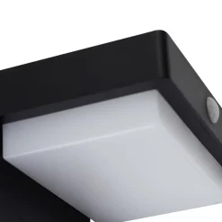 Lindby LED wandlamp Eleazar op zonne-energie, zwart, sensor, dimbaar