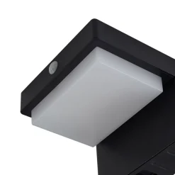 Lindby LED wandlamp Eleazar op zonne-energie, zwart, sensor, dimbaar