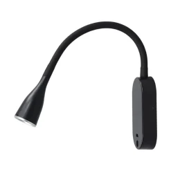 Lindby LED wandlamp Enna, 34 cm, zwart, schakelaar, USB