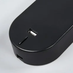 Lindby LED wandlamp Enna, 34 cm, zwart, schakelaar, USB