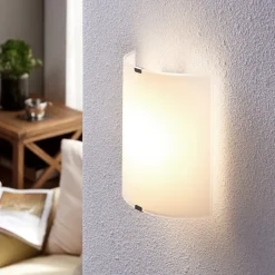 Lindby LED wandlamp Helmi, hoogte 21 cm, glas, halfrond