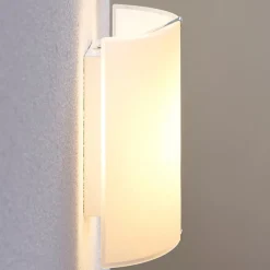 Lindby LED wandlamp Helmi, hoogte 21 cm, glas, halfrond