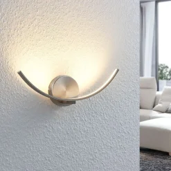 Lindby LED wandlamp Iven, breedte 34 cm, nikkel, 3.000 K