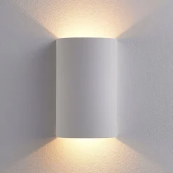 Lindby LED wandlamp Jenke, hoogte 16 cm, wit, gips