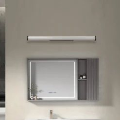 Lindby LED wandlamp Kirka, zwart, metaal, IP44, 90cm, CCT