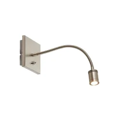 Lindby LED wandlamp Legera, 11 cm, nikkelkleurig, flexibele arm