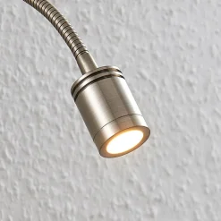 Lindby LED wandlamp Legera, 11 cm, nikkelkleurig, flexibele arm