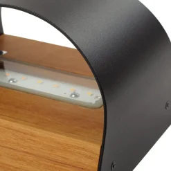 Lindby LED wandlamp Lenore, zwart, metaal, 13 cm, IP44