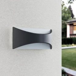 Lindby LED wandlamp Mathea, 30 cm, antraciet, aluminium, IP65