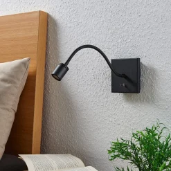 Lindby LED wandlamp Mayar, 2st, zwart, leeslamp, 11 cm