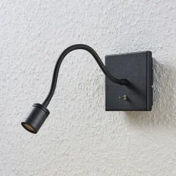 Lindby LED wandlamp Mayar, 2st, zwart, leeslamp, 11 cm
