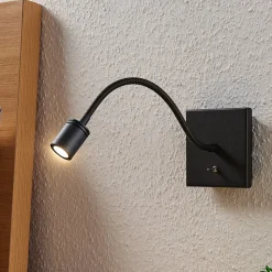 Lindby LED wandlamp Mayar, 2st, zwart, leeslamp, 11 cm