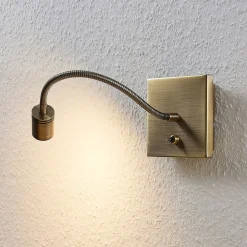 Lindby LED wandlamp Mayar, messing, metaal, leeslamp, 11cm