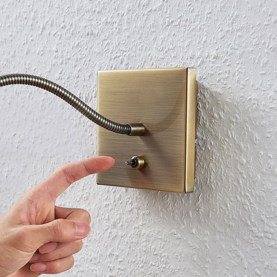 Lindby LED wandlamp Mayar, messing, metaal, leeslamp, 11cm