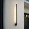 Lindby LED wandlamp Neano, 80cm, zwart, metaal, IP54