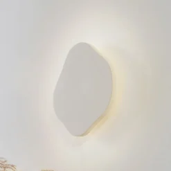 Lindby LED wandlamp Nielson, beige, gips, 30 cm hoog