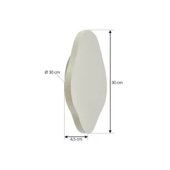 Lindby LED wandlamp Nielson, beige, gips, 30 cm hoog