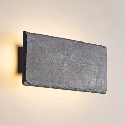 Lindby LED wandlamp Peetu, 22 cm lang, leisteen, dimbaar