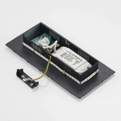 Lindby LED wandlamp Peetu, 22 cm lang, leisteen, dimbaar