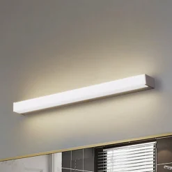 Lindby LED wandlamp Philippa, hoekig, 59 cm, aluminiumkleurig, IP44