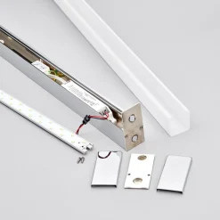 Lindby LED wandlamp Philippa, hoekig, 89 cm, chroom, IP44