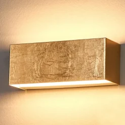 Lindby LED wandlamp Quentin, 23cm breed, goudkleurig, metaal