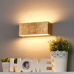 Lindby LED wandlamp Quentin, 23cm breed, goudkleurig, metaal