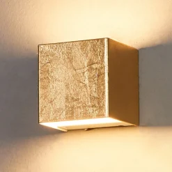 Lindby LED wandlamp Quentin, 9 cm breed, goudkleurig, metaal