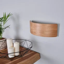 Lindby LED wandlamp Rafailia, breedte 33cm, hout, 3.000K